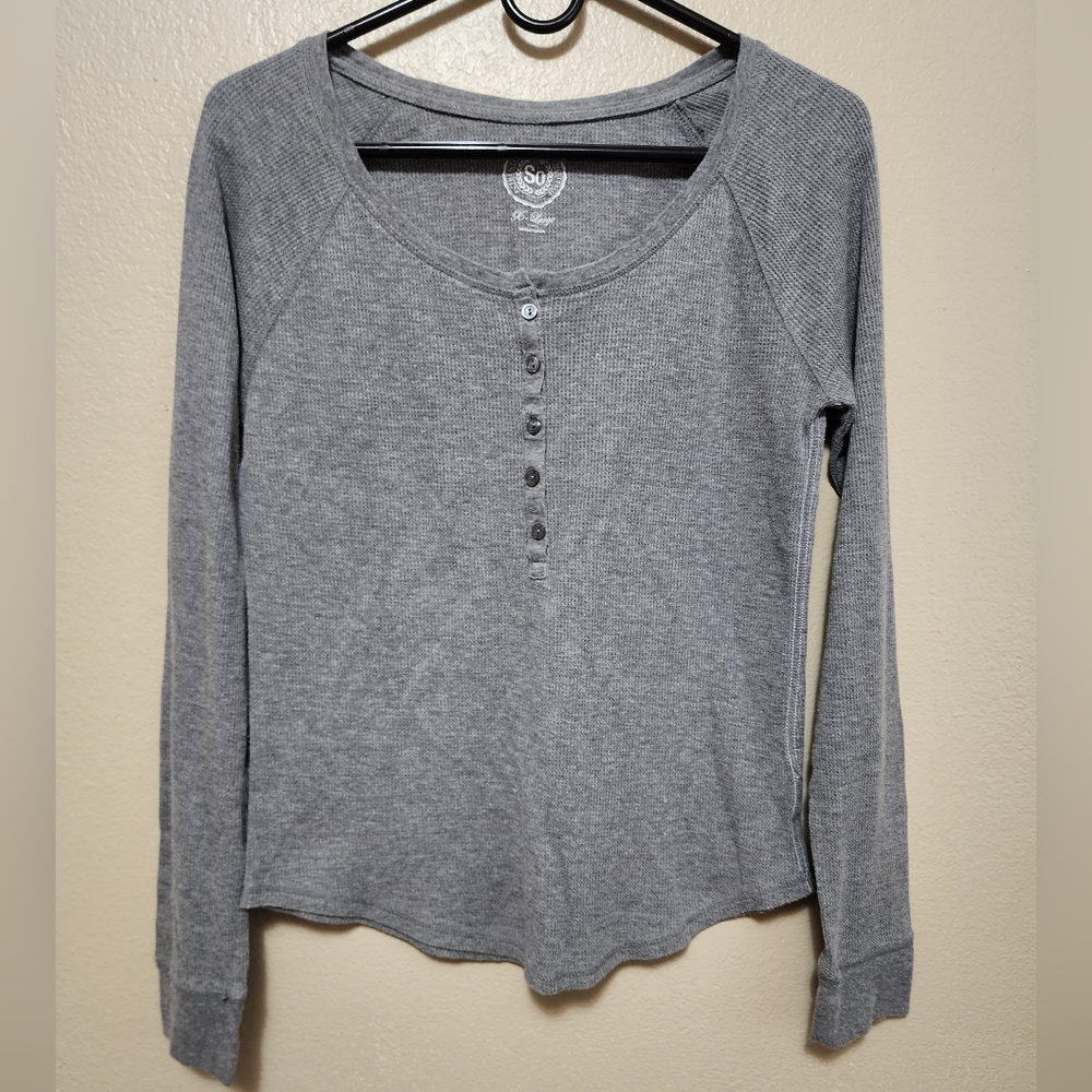 SO Gray Long Sleeve Henley Tee
